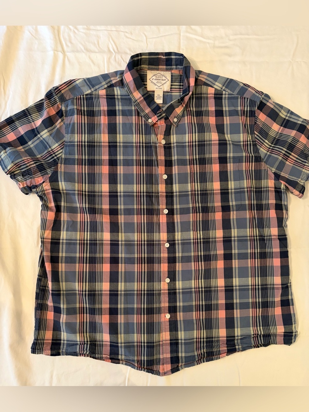St. John's Bay Blue & Pink Plaid Button-Down Shirt